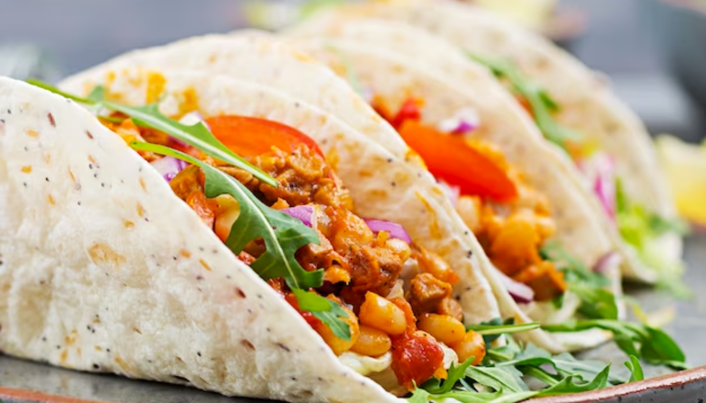 Crispy kung pao chicken taco