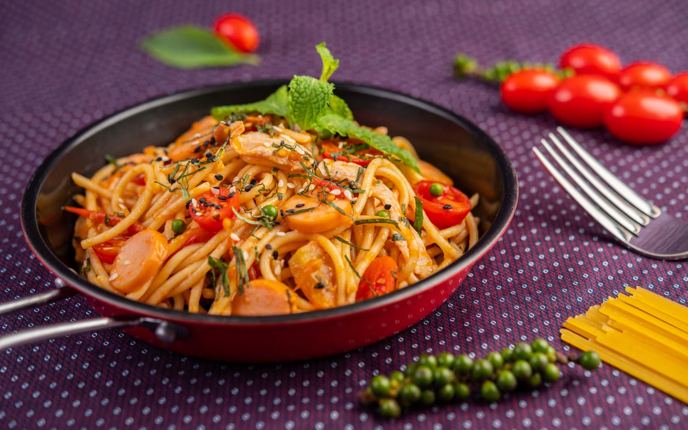 Kung Pao chicken spaghetti